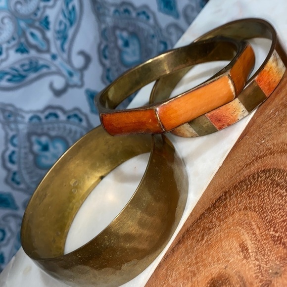 Brass enamel bracelet set of‎ 3 patina - Picture 2 of 3